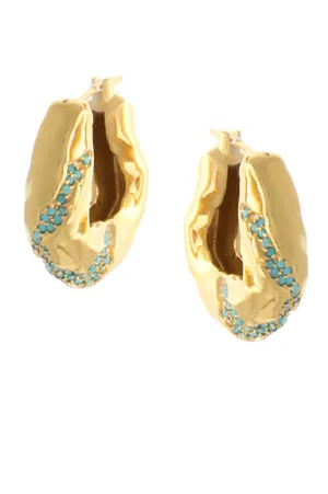 STATEMENT WAVES HOOPS WITH TURQUOISE STONES