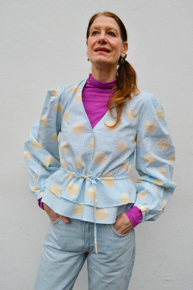 Stella Nova Big Dot Light Blue Blouse