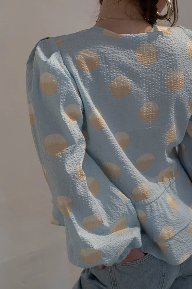 Stella Nova Big Dot Light Blue Blouse