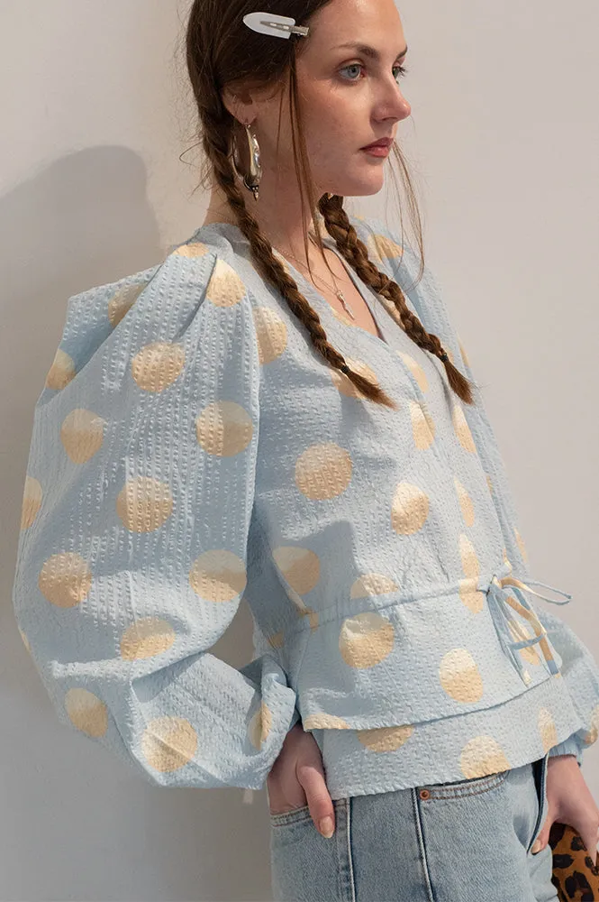 Stella Nova Big Dot Light Blue Blouse
