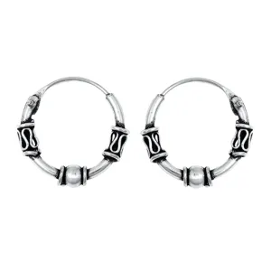Sterling Silver Bali Style Hoop Weave Wrap Boho Earrings 925 New