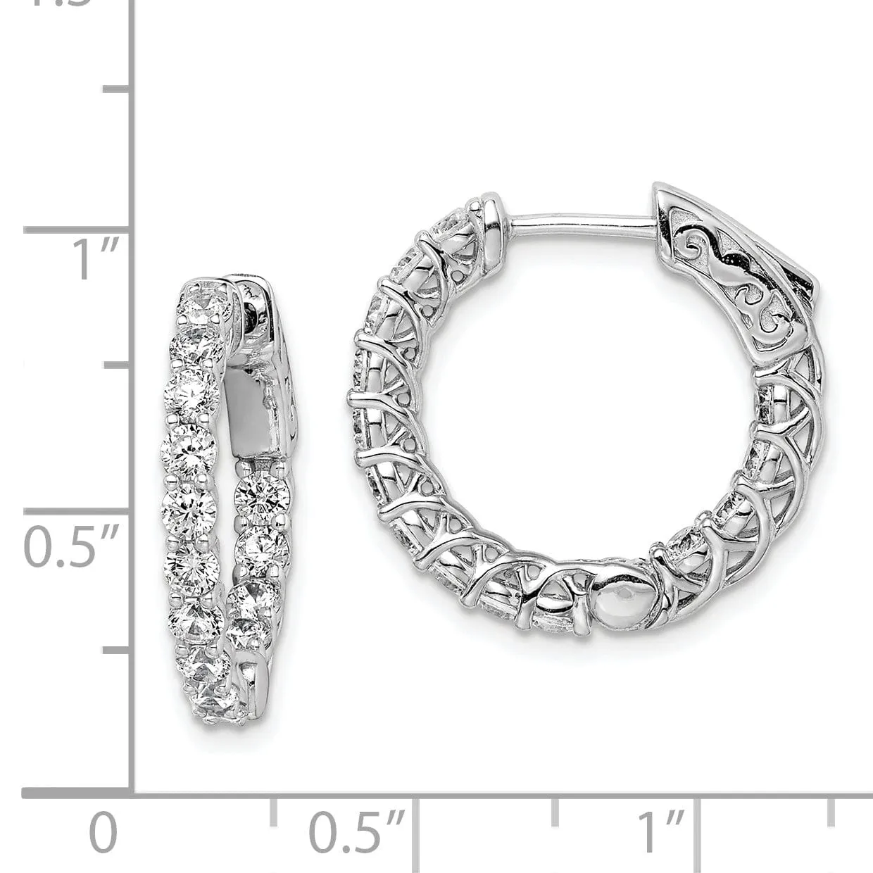 Sterling Silver CZ Hoop Earrings