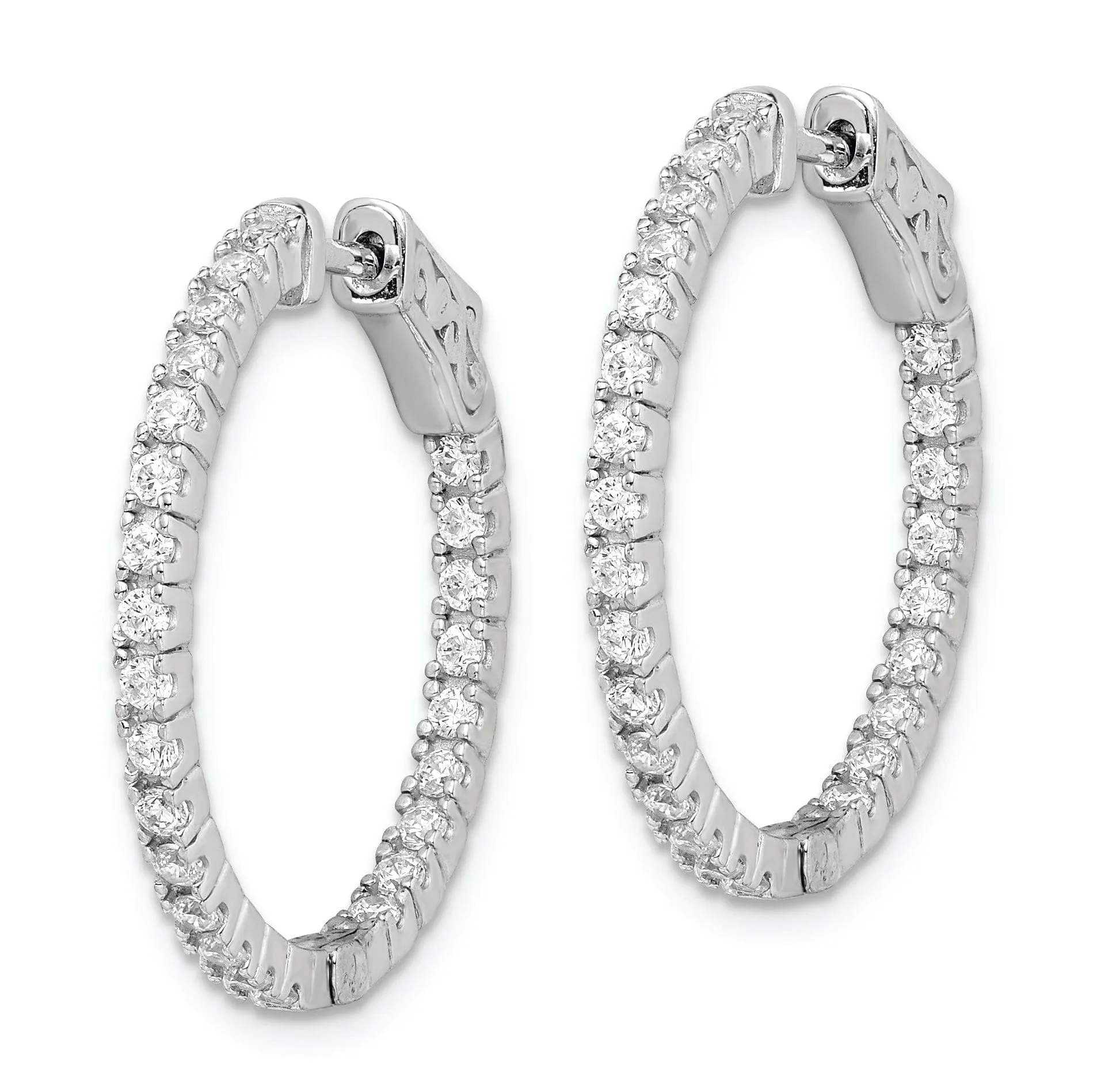 Sterling Silver CZ Hoop Earrings