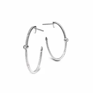 Sterling Silver Diamond Hoop Earrings