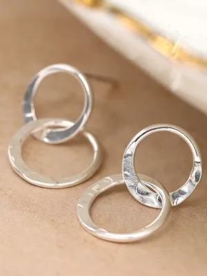 Sterling Silver Double Hoop Drop Earrings