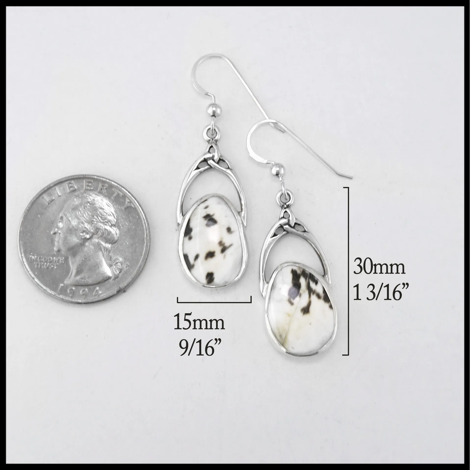 Sterling Silver Drop Earrings with Shell