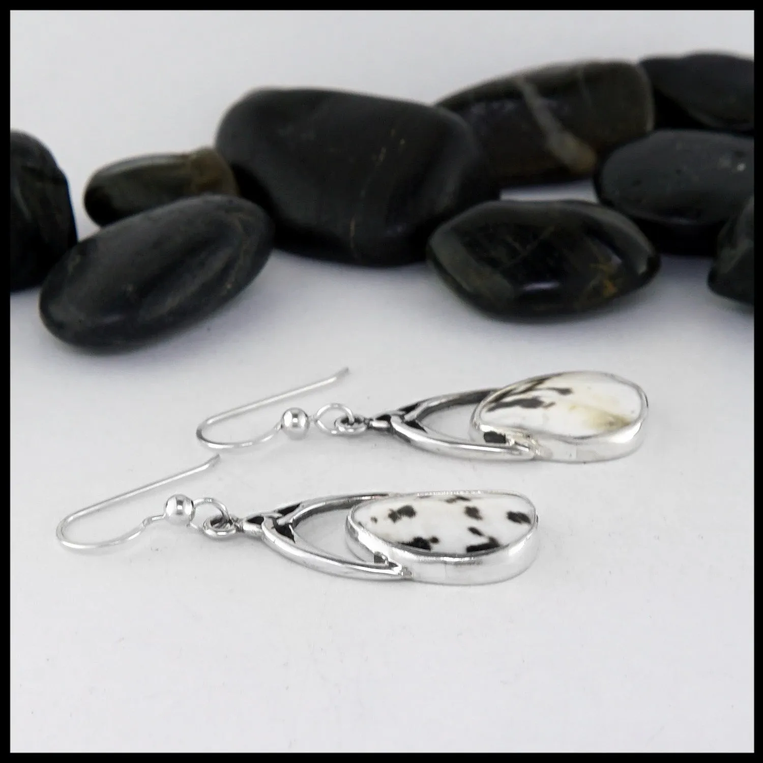 Sterling Silver Drop Earrings with Shell