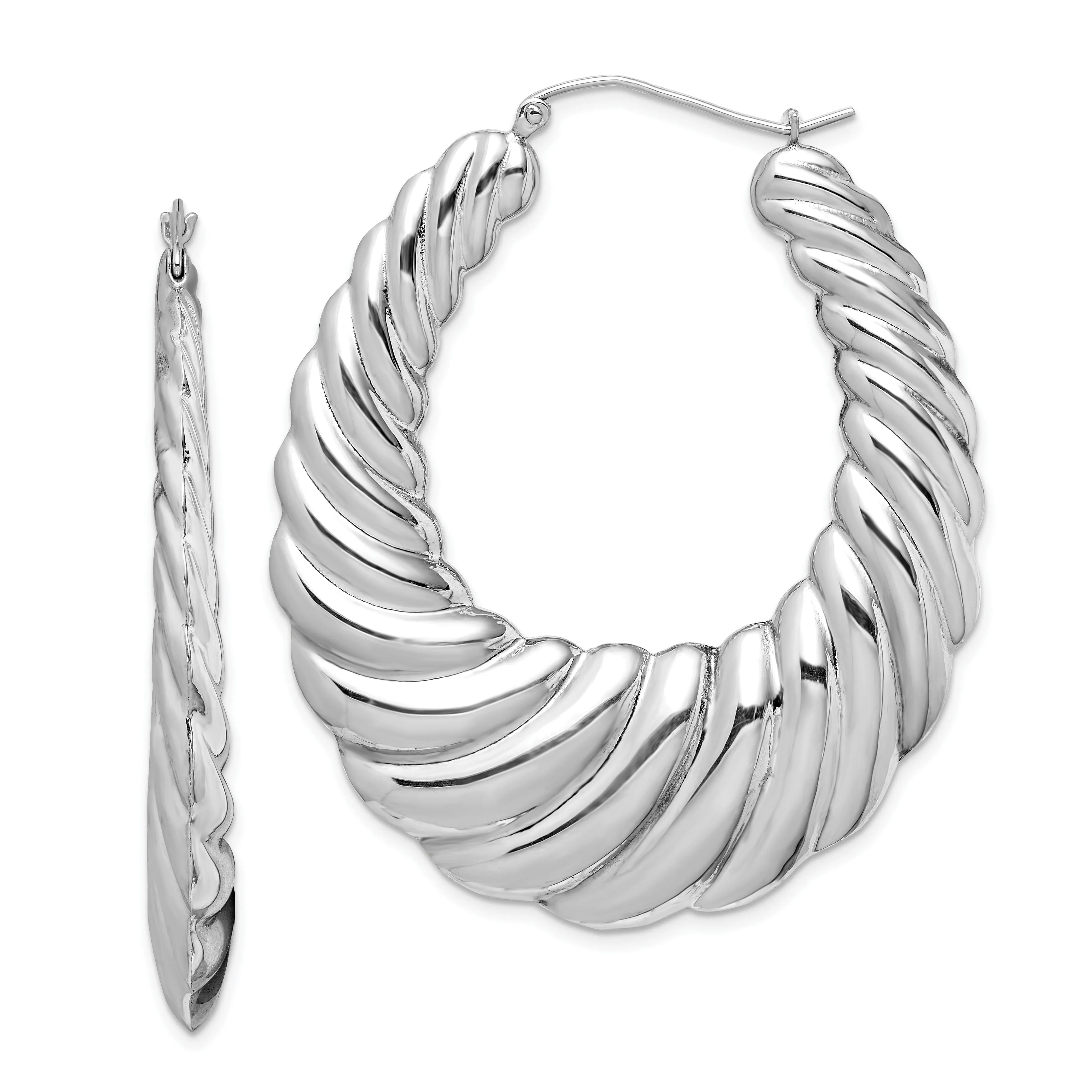 Sterling Silver Fancy Hoop Earrings