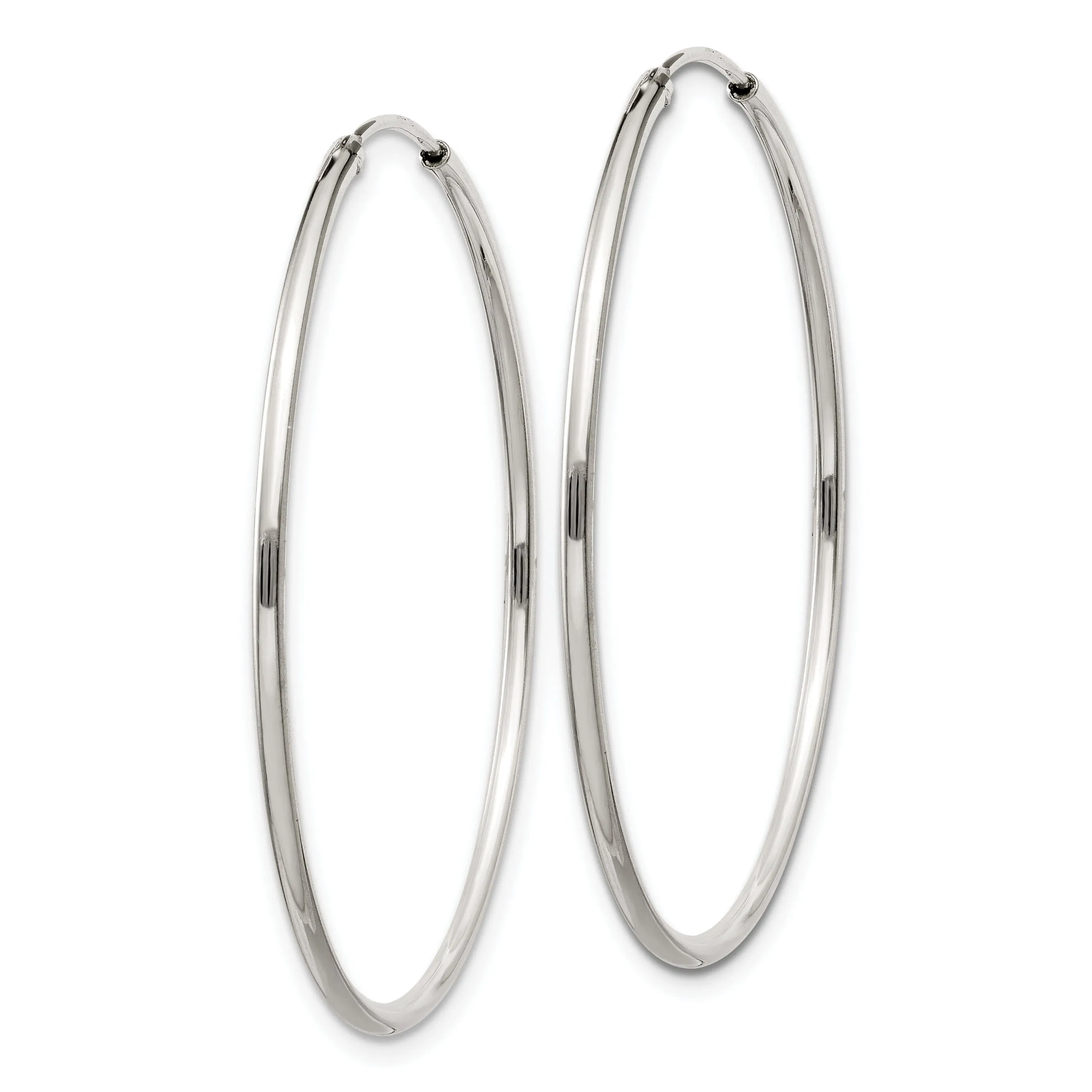 Sterling Silver Hollow Hoop Hinged Earrings