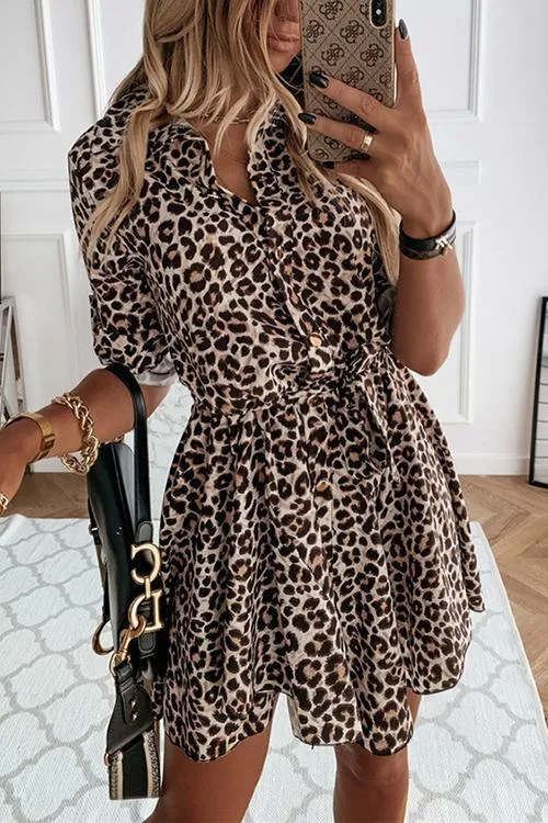 Stunncal Animal Print Belted Mini Dress