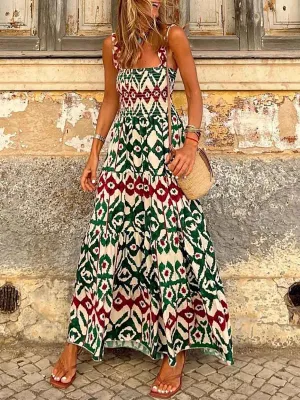 Stunncal Printed Halter Beach Resort Dress(3 Colors)