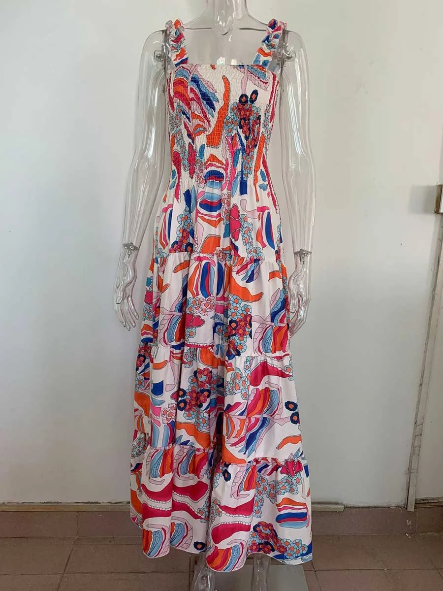 Stunncal Printed Halter Beach Resort Dress(3 Colors)