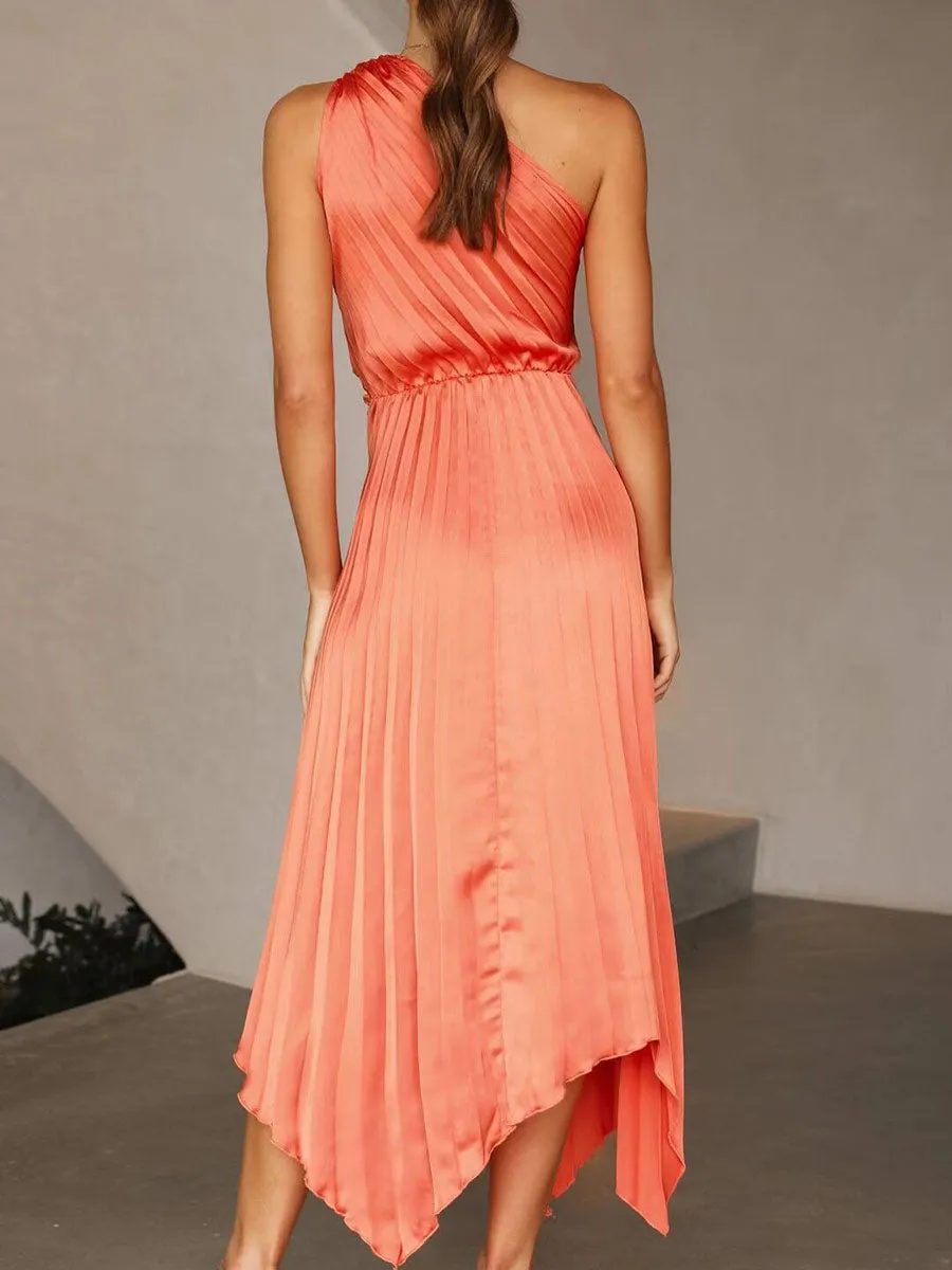 Stunncal Solid Color Pleated Dress(7 Colors)