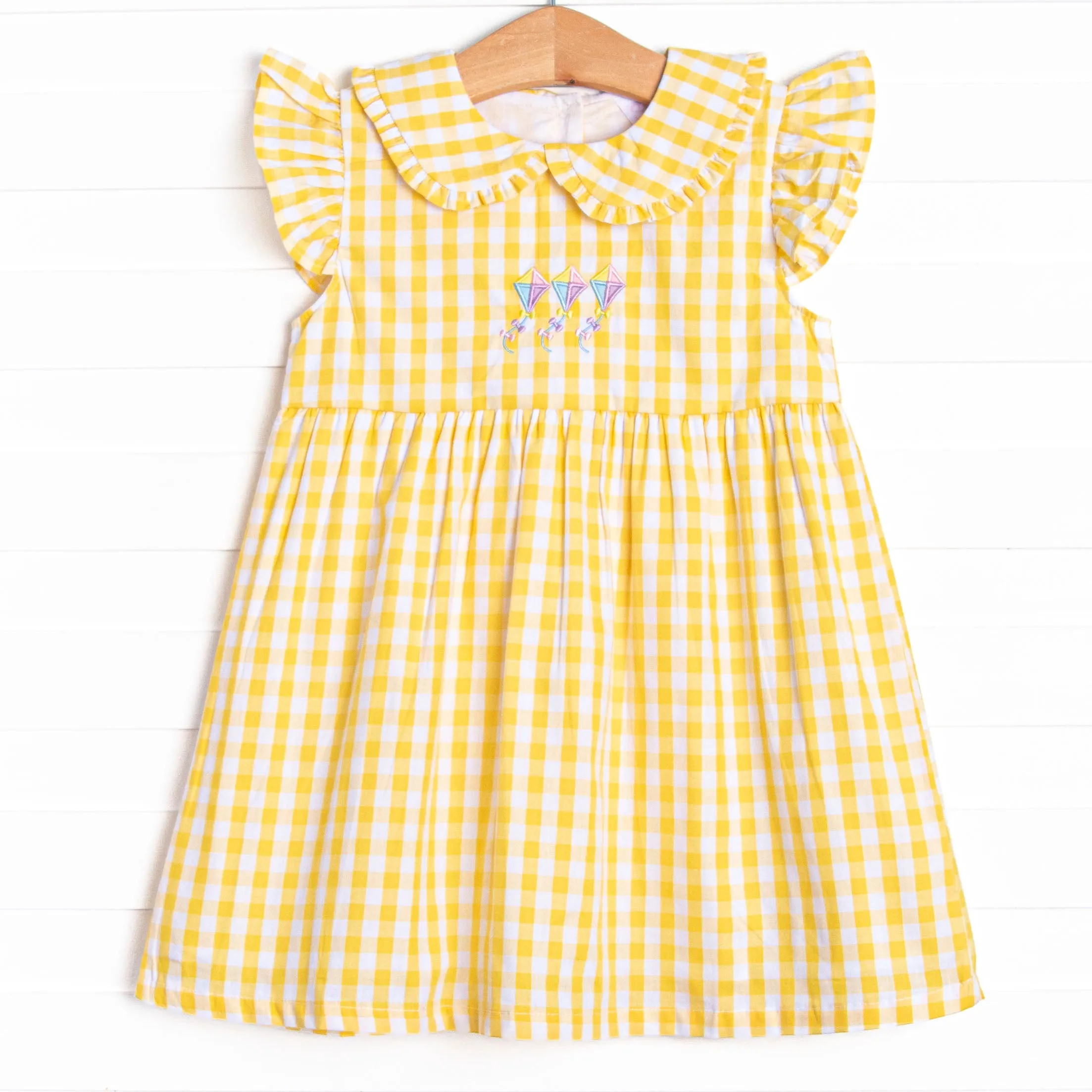 Summer Skies Applique Dress, Yellow