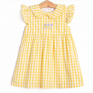 Summer Skies Applique Dress, Yellow