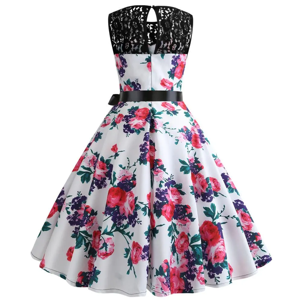 Summer Vintage Dot Print Sleeveless Dresses