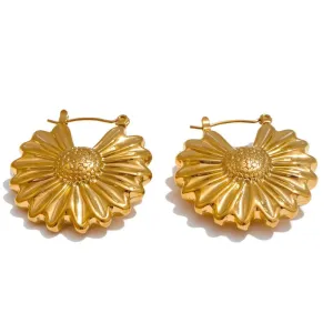 Sunlit Daisy Hoop Earrings