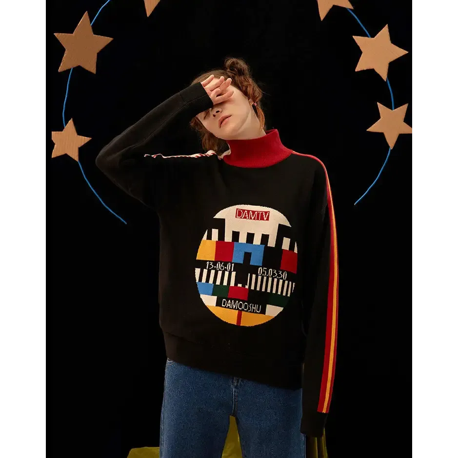 Supa Sikk Oversized Y2K Sweater with SMPTE Color Bars Design