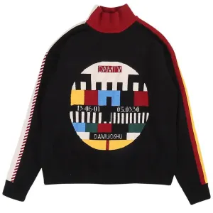 Supa Sikk Oversized Y2K Sweater with SMPTE Color Bars Design
