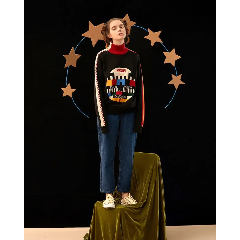 Supa Sikk Oversized Y2K Sweater with SMPTE Color Bars Design