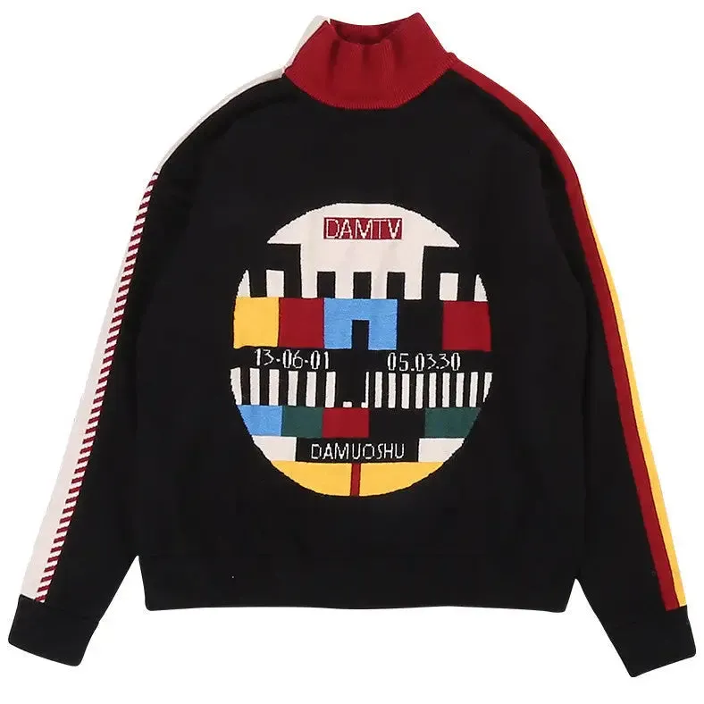 Supa Sikk Oversized Y2K Sweater with SMPTE Color Bars Design
