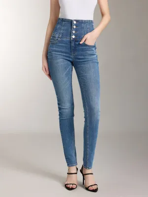 Super High Waisted Jeans With Four Buttons