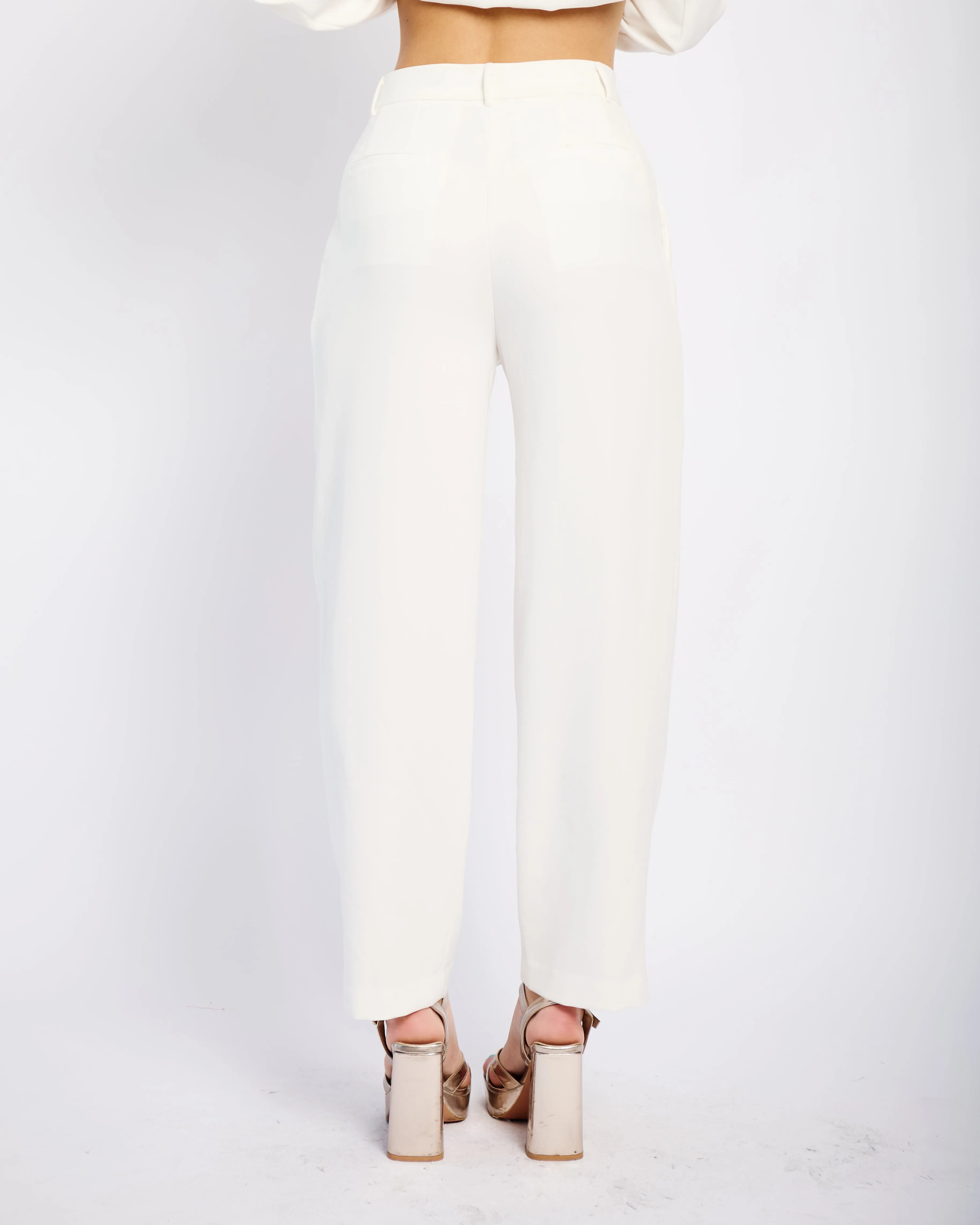 Tailored Tapered Leg Pants in Milk