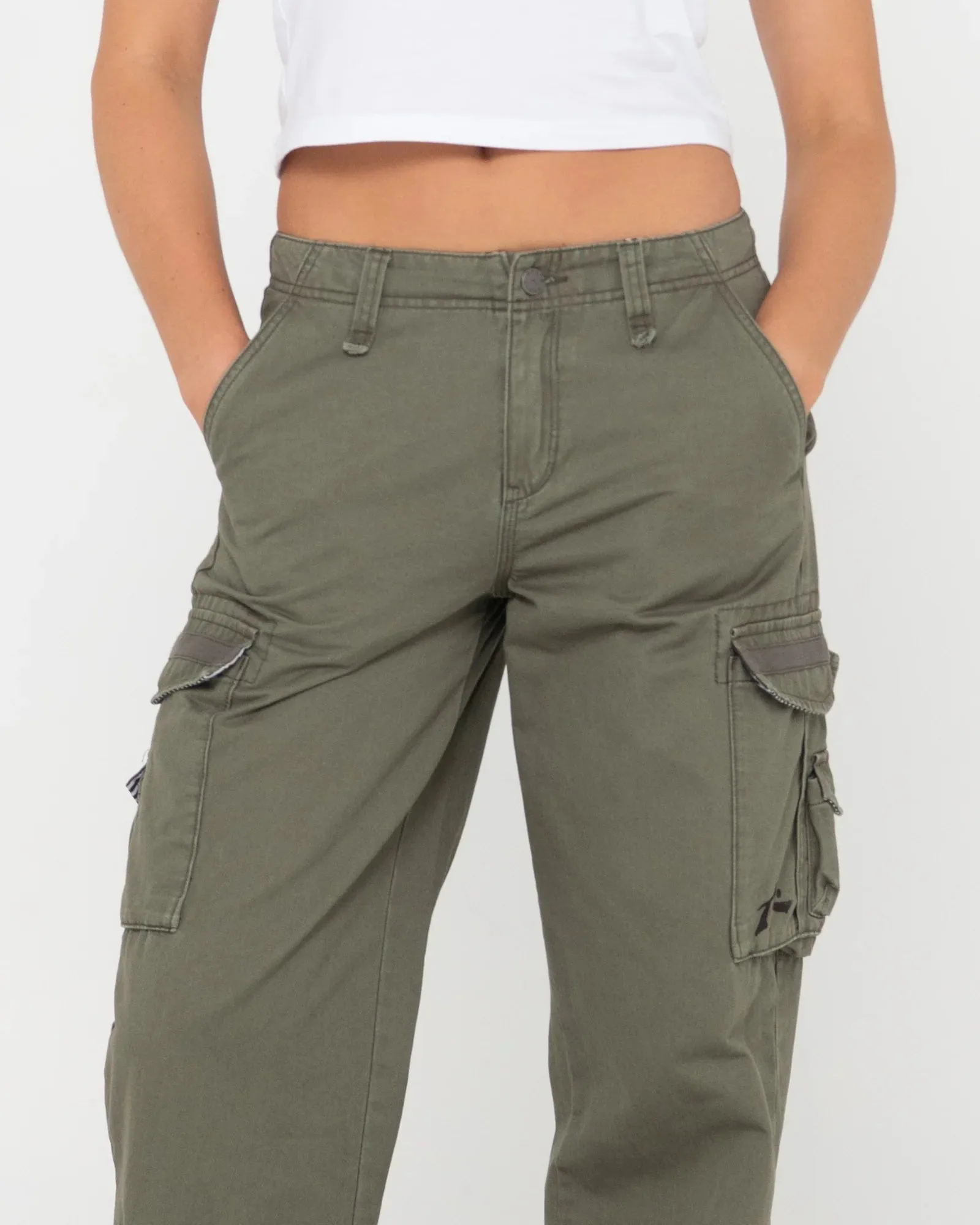 Tank Girl Low Rise Wide Fit Cargo Pant - Army