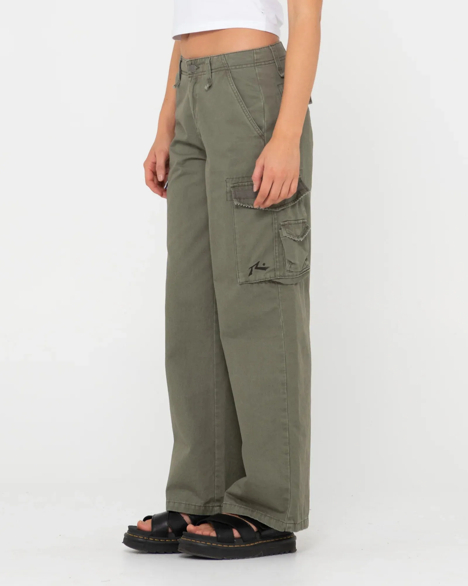 Tank Girl Low Rise Wide Fit Cargo Pant - Army