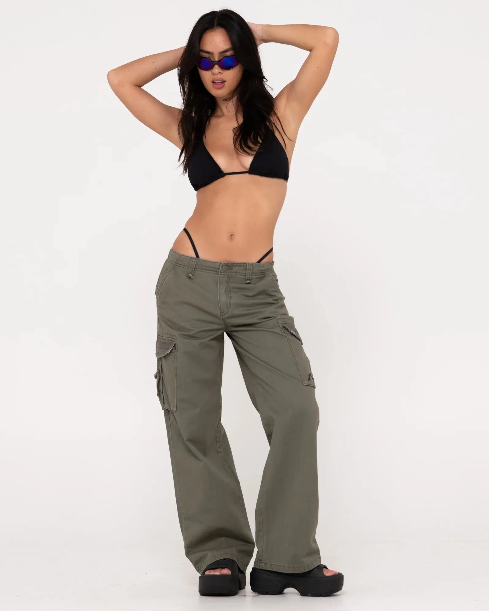 Tank Girl Low Rise Wide Fit Cargo Pant - Army