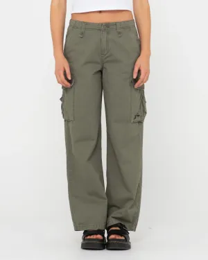 Tank Girl Low Rise Wide Fit Cargo Pant - Army
