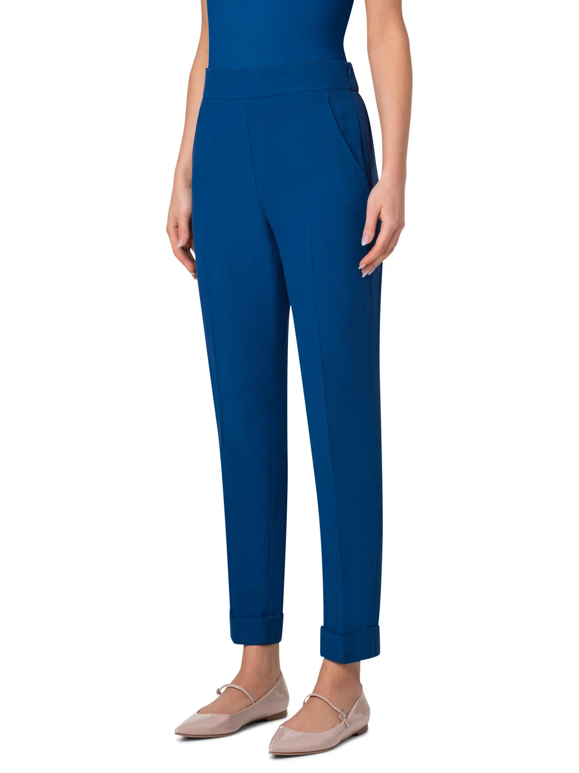 Tapered Crêpe Pants with Elastic Back
