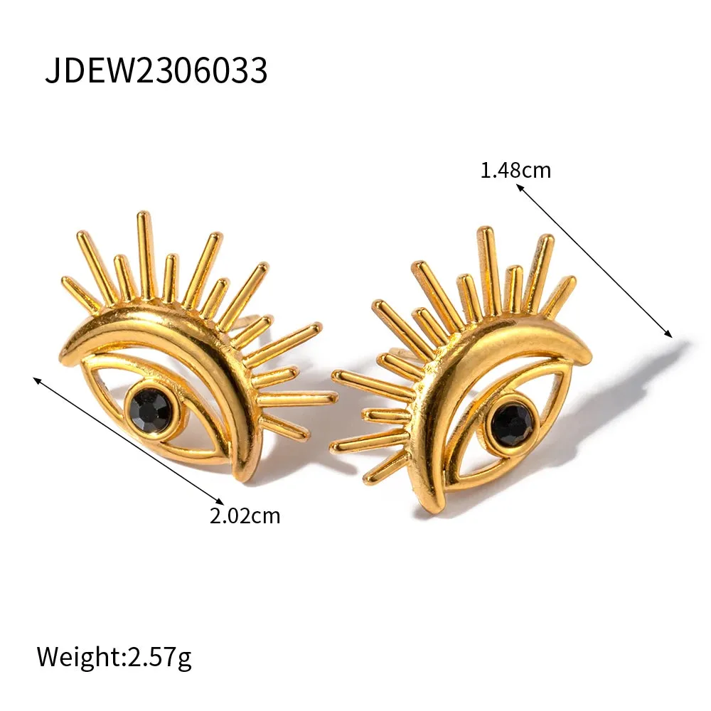 Tarnishproof Devil's Eye Design Stud Earrings