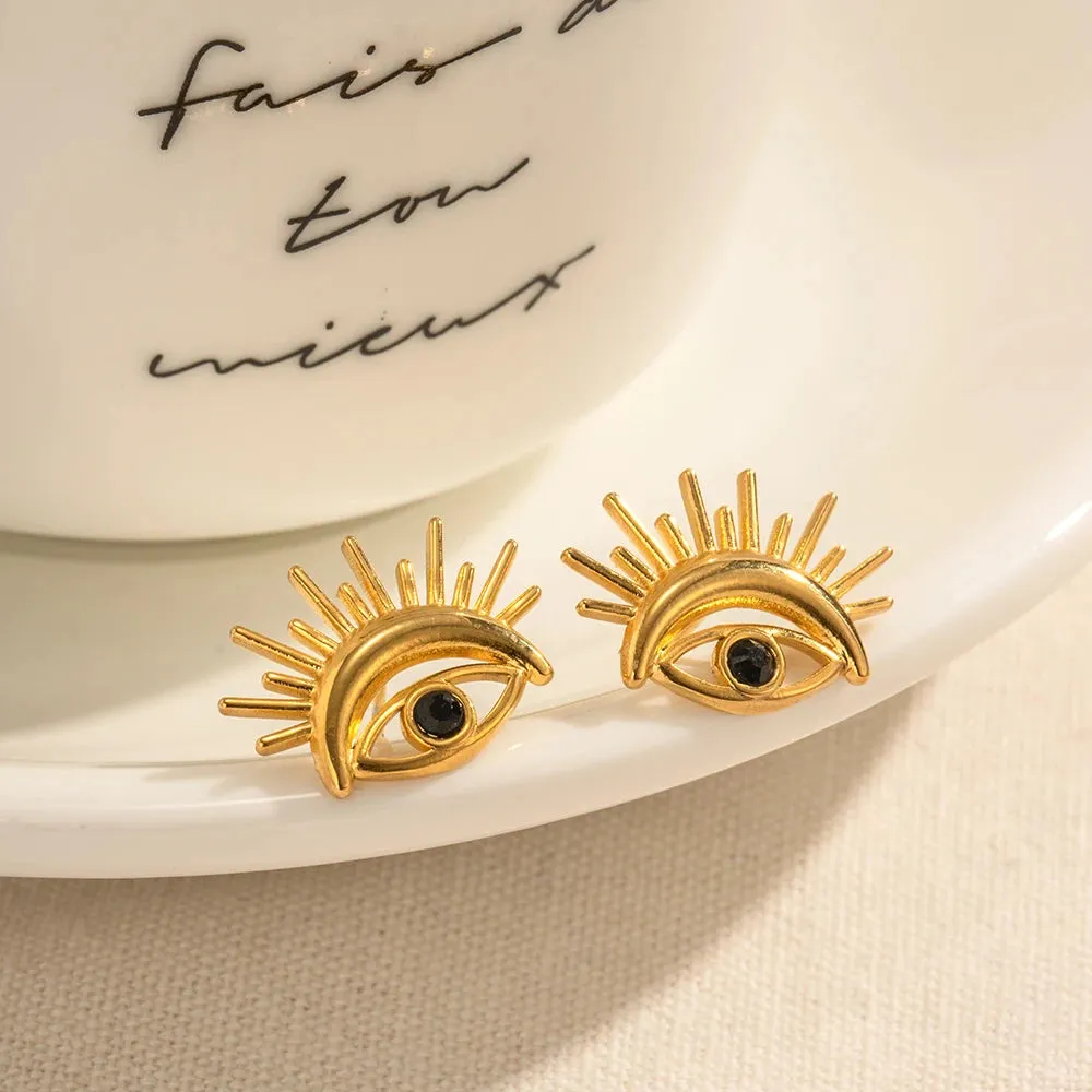 Tarnishproof Devil's Eye Design Stud Earrings