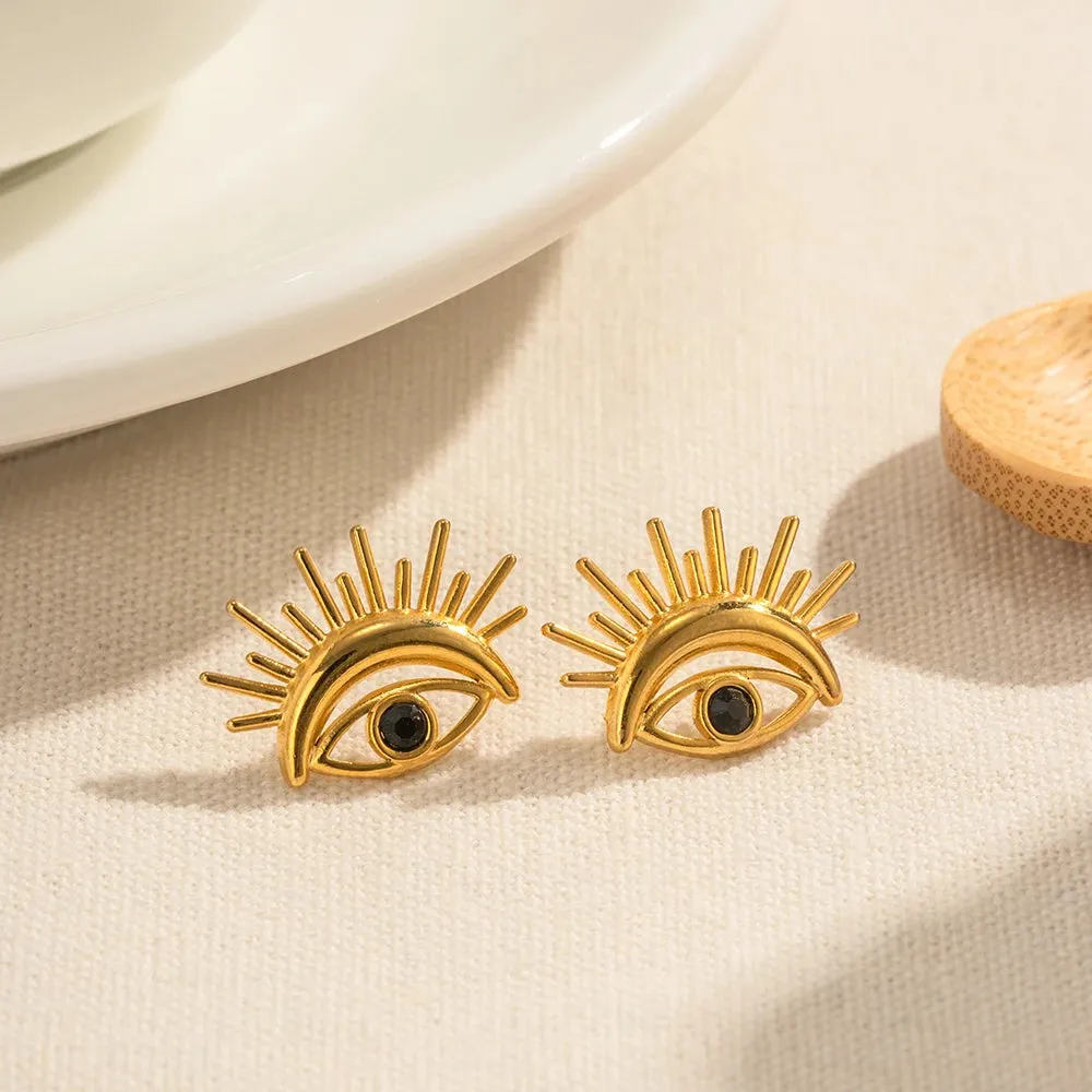 Tarnishproof Devil's Eye Design Stud Earrings