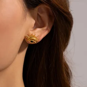 Tarnishproof Devil's Eye Design Stud Earrings