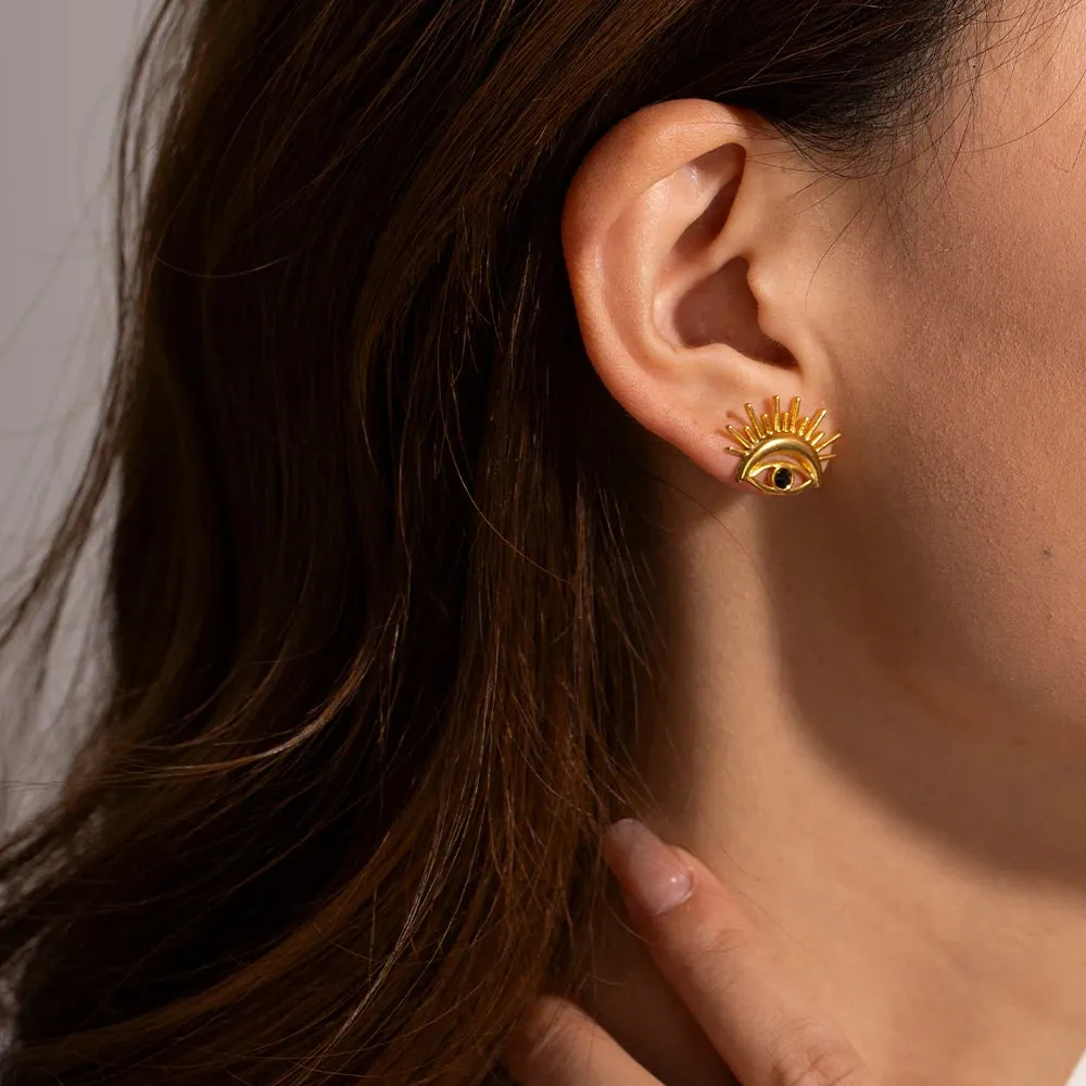 Tarnishproof Devil's Eye Design Stud Earrings