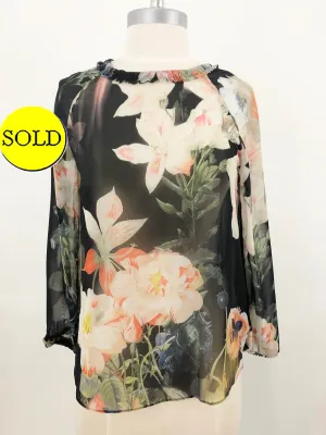 Ted Baker Sheer Floral Blouse Size 0