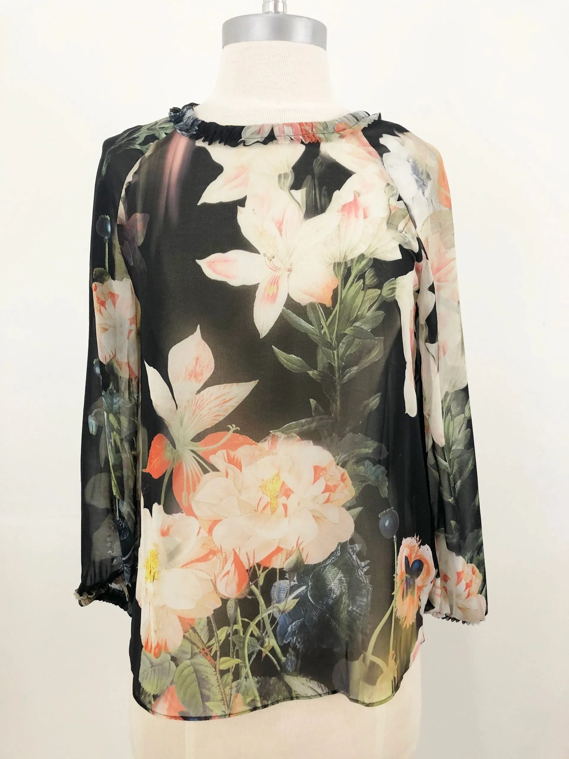 Ted Baker Sheer Floral Blouse Size 0