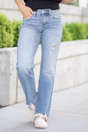 Thalia Mid Rise True Straight Leg Jeans