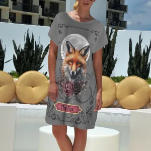 The Fox Tarot Dress, Holiday casual short sleeve T shirt Dress