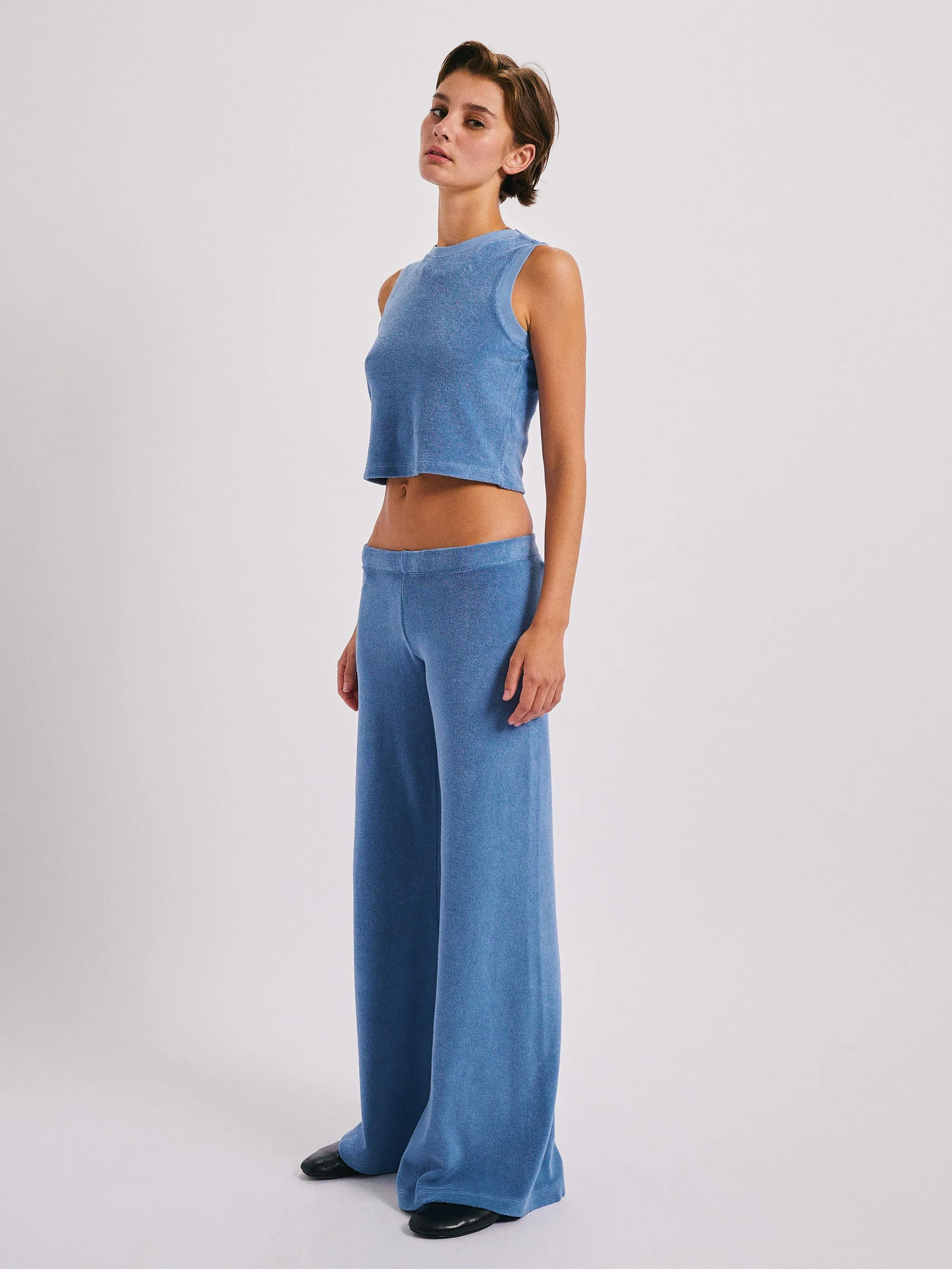 The Lito Low Rise Flare Pants in Terry