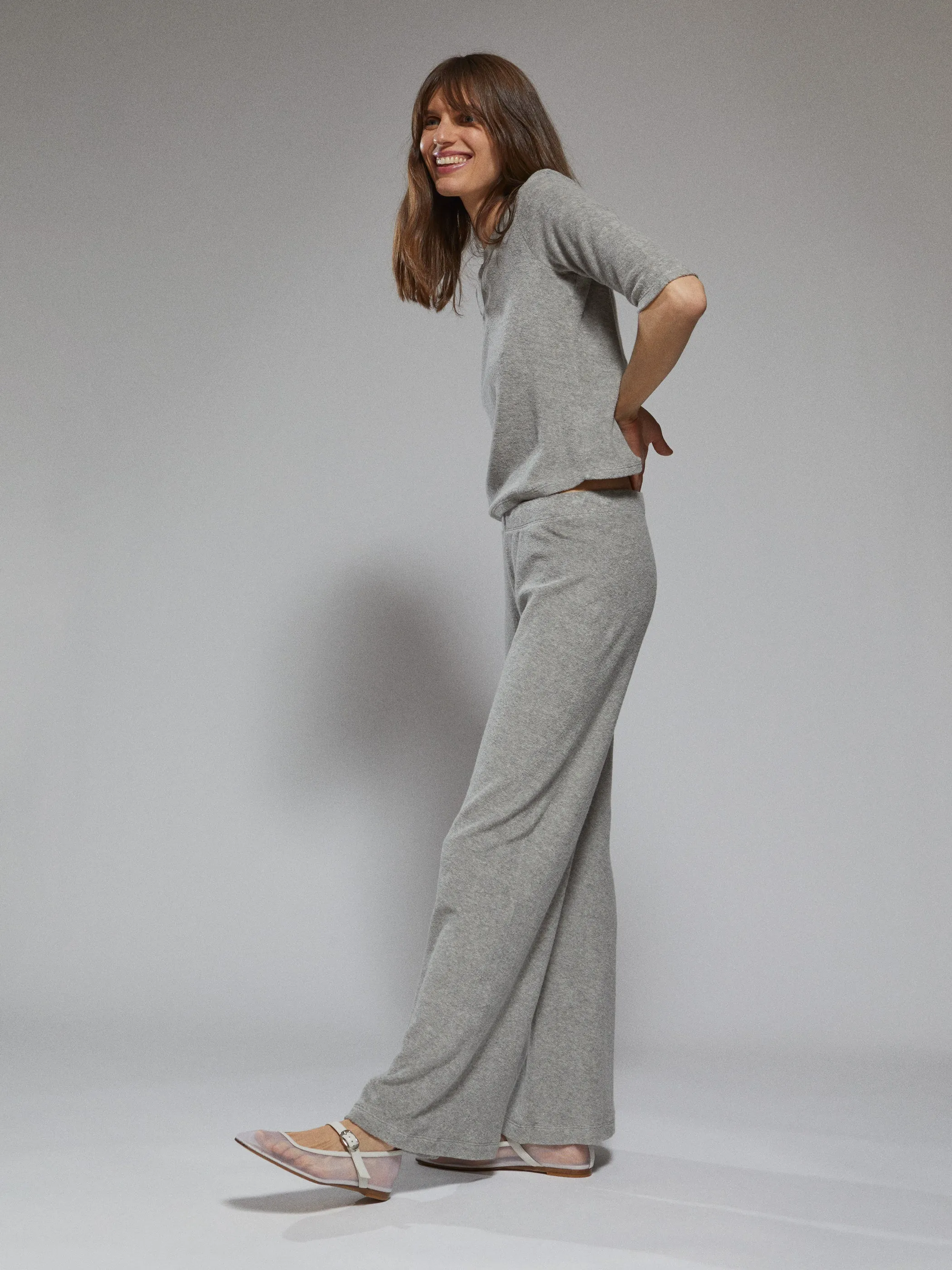 The Lito Low Rise Flare Pants in Terry