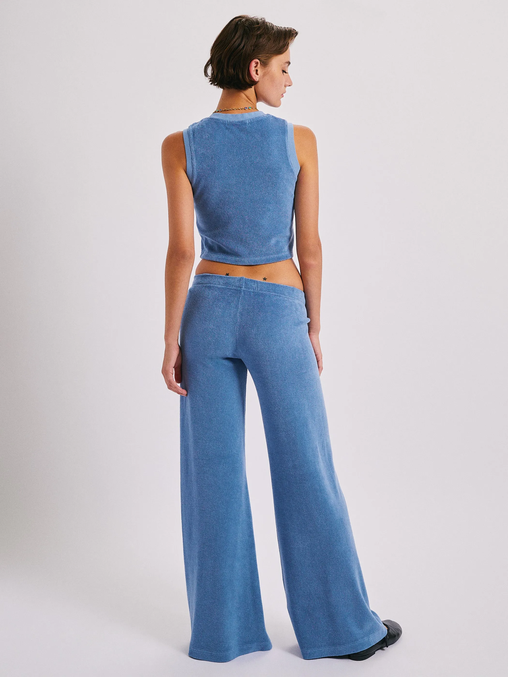The Lito Low Rise Flare Pants in Terry