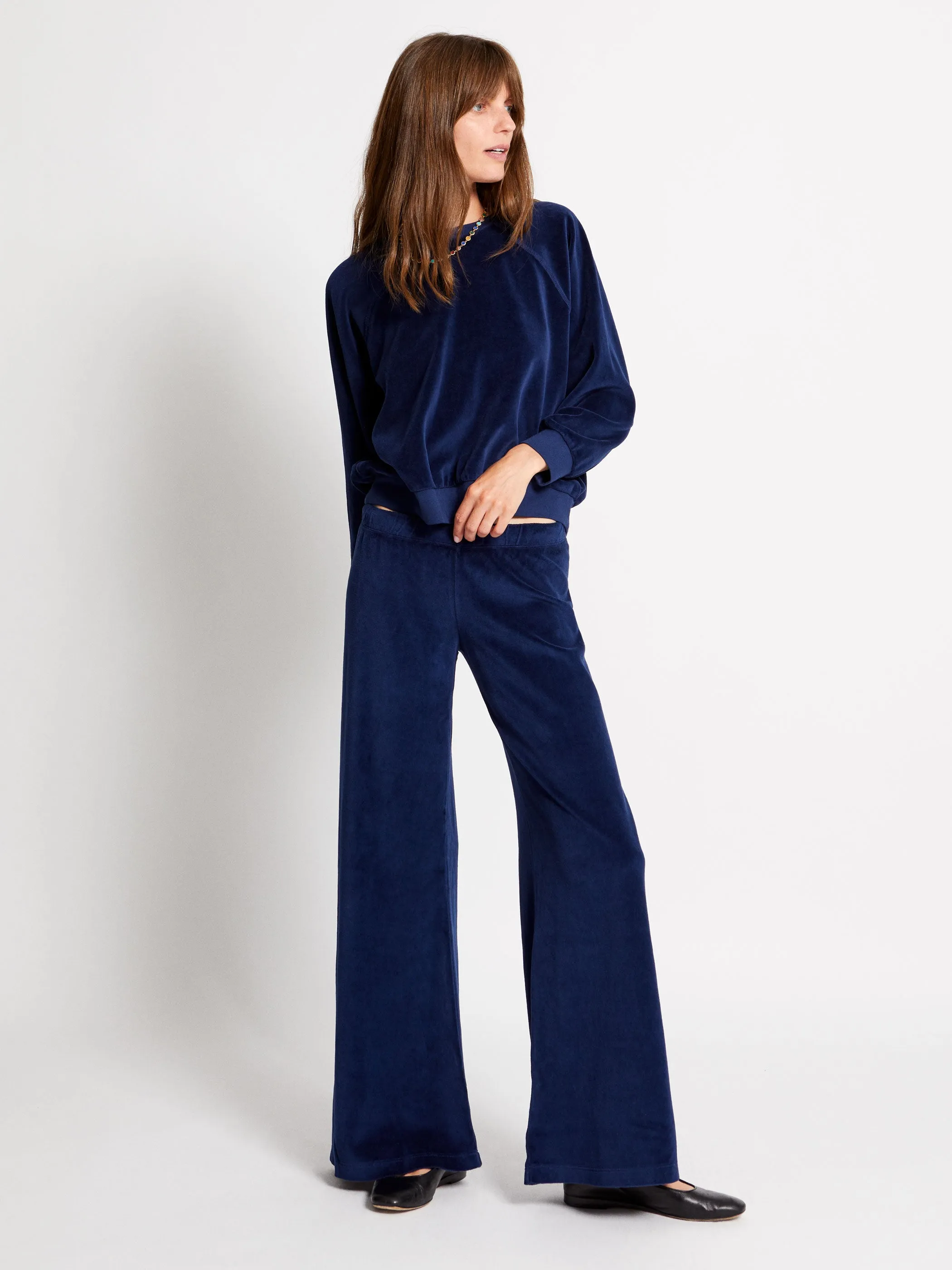 The Lito Low Rise Flare Pants in Velour