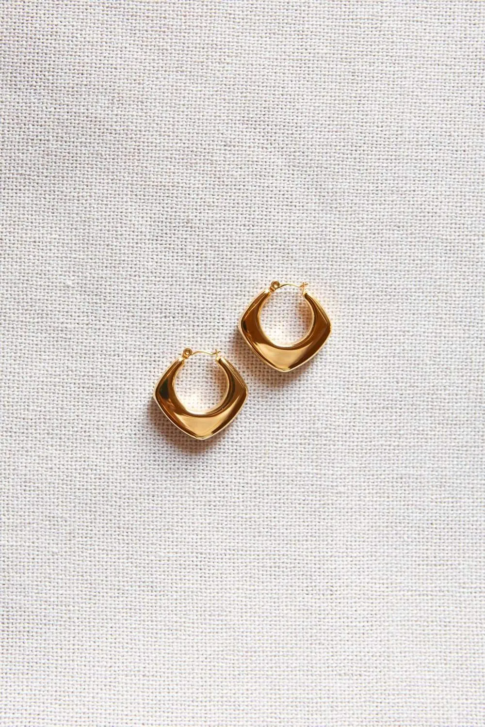 Thick Gold Rounded Rhombus Hoop Earrings