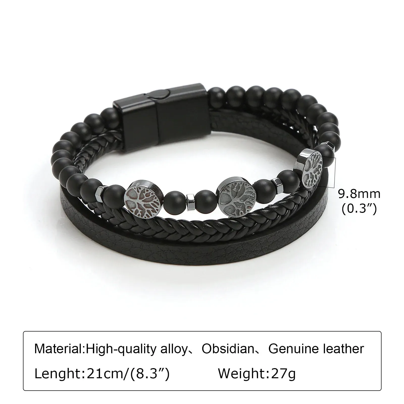 Tree of Life Leather Bracelets for Men Dad Father Grandfather BFF
