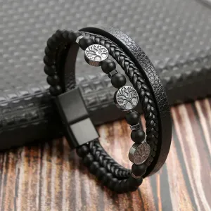 Tree of Life Leather Bracelets for Men Dad Father Grandfather BFF