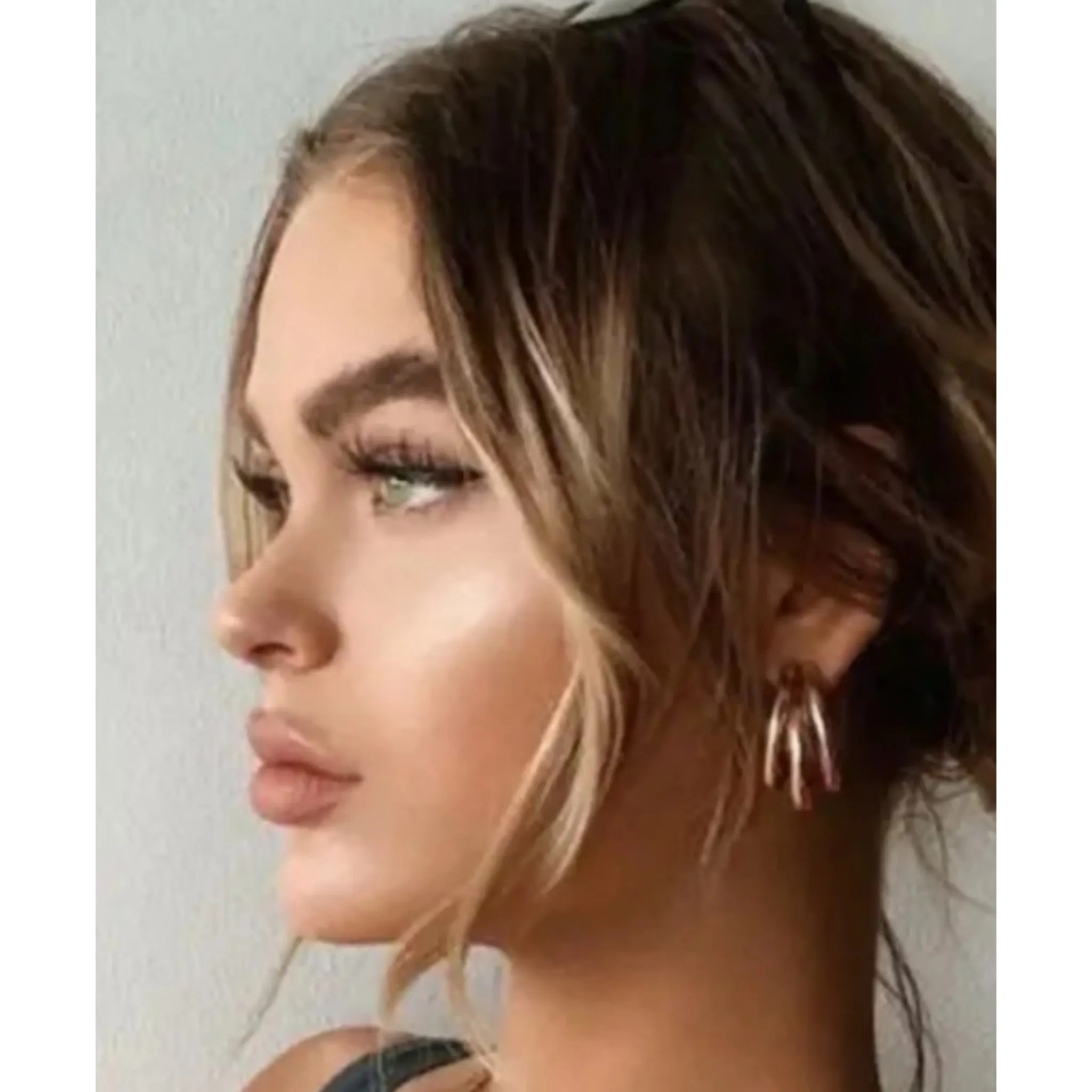 Triple Gold Hoop Post Earrings