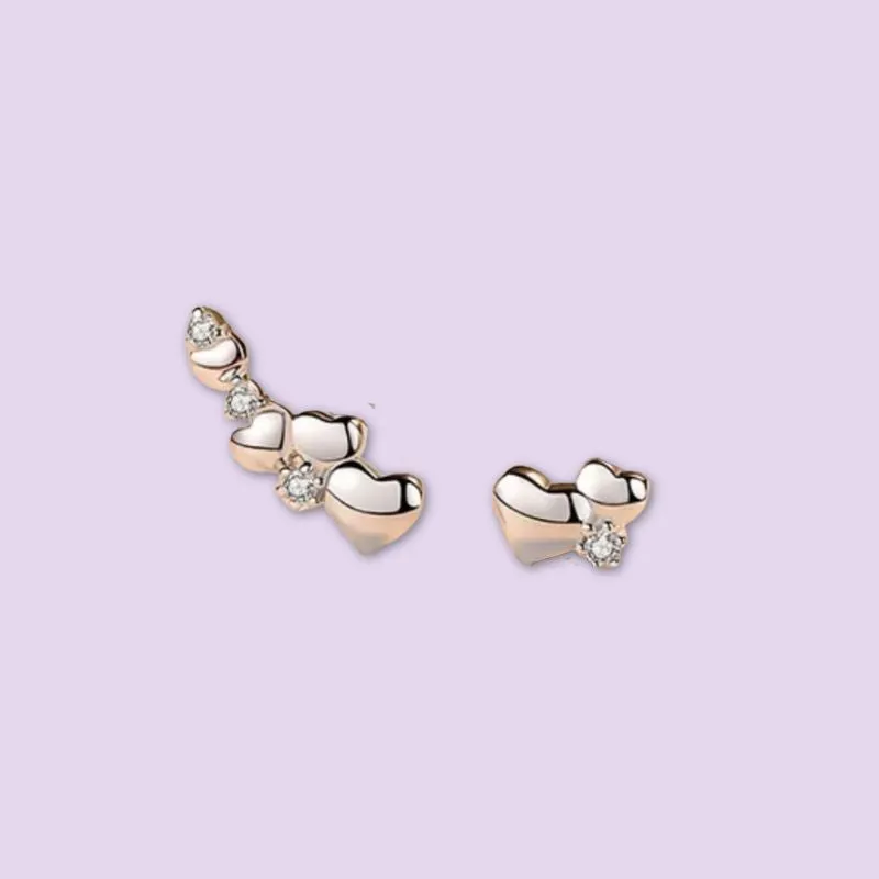 Triple Heart Stud Earrings